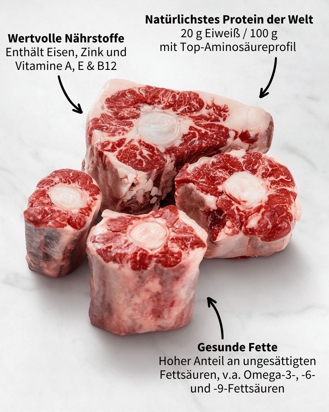 Wagyu Oxtail mit gesunden Fetten und hohen Anteil an Omega  und 