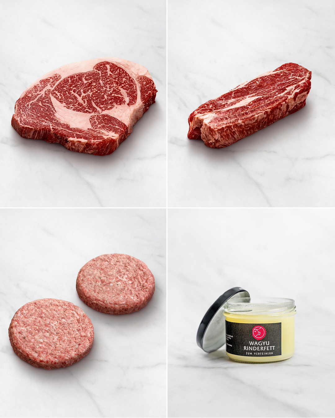 Wagyu Gourmetpaket mit Steaks, Burger und Wagyu Fett zum Verfeinern