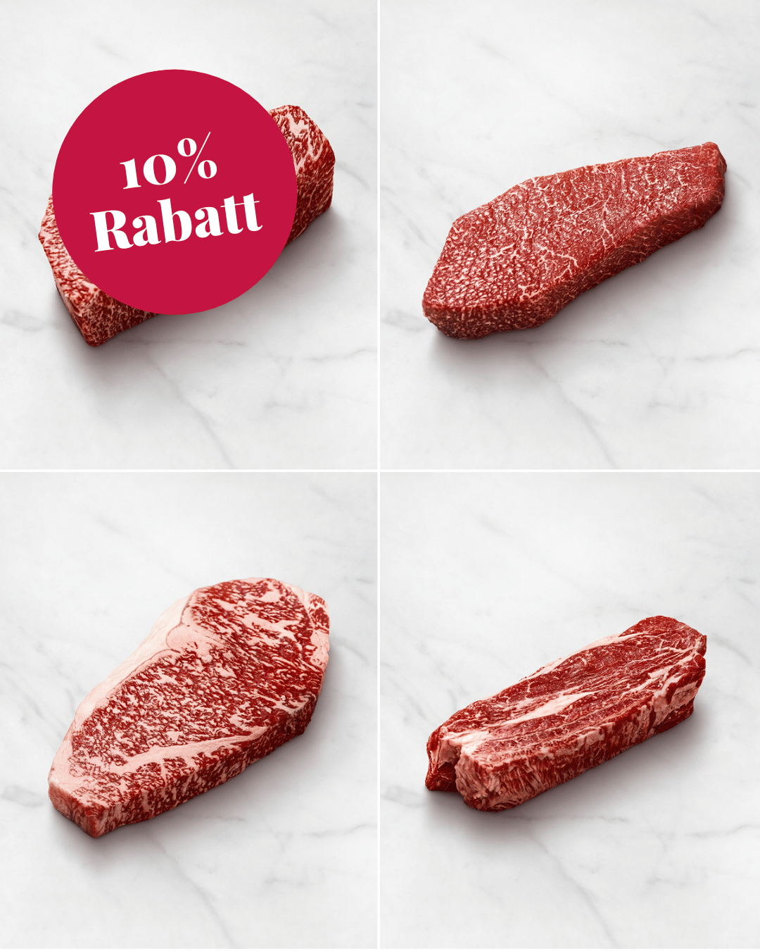 Wagyu Rumpsteak, Hüft Steak, Chuck Steak, Armroast Steak, Beefsteak, Wagyufleisch Silvester und Weihnachten