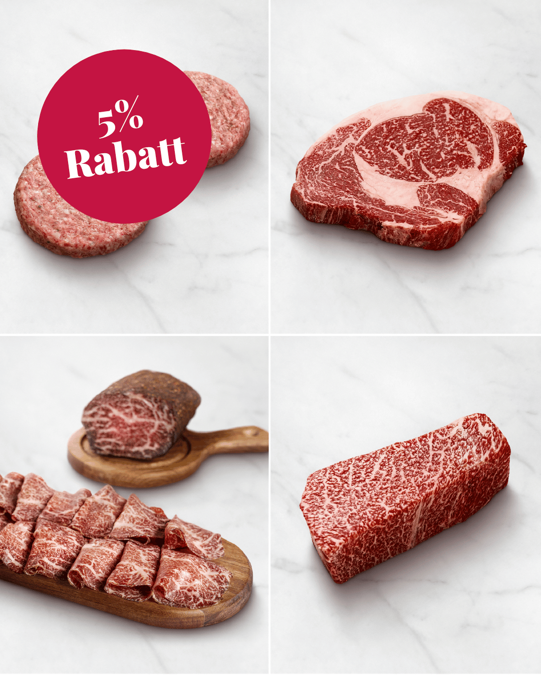 Wagyu Oster Paket mit Bresaola, Burger und Steaks, Fleisch für die Feiertage