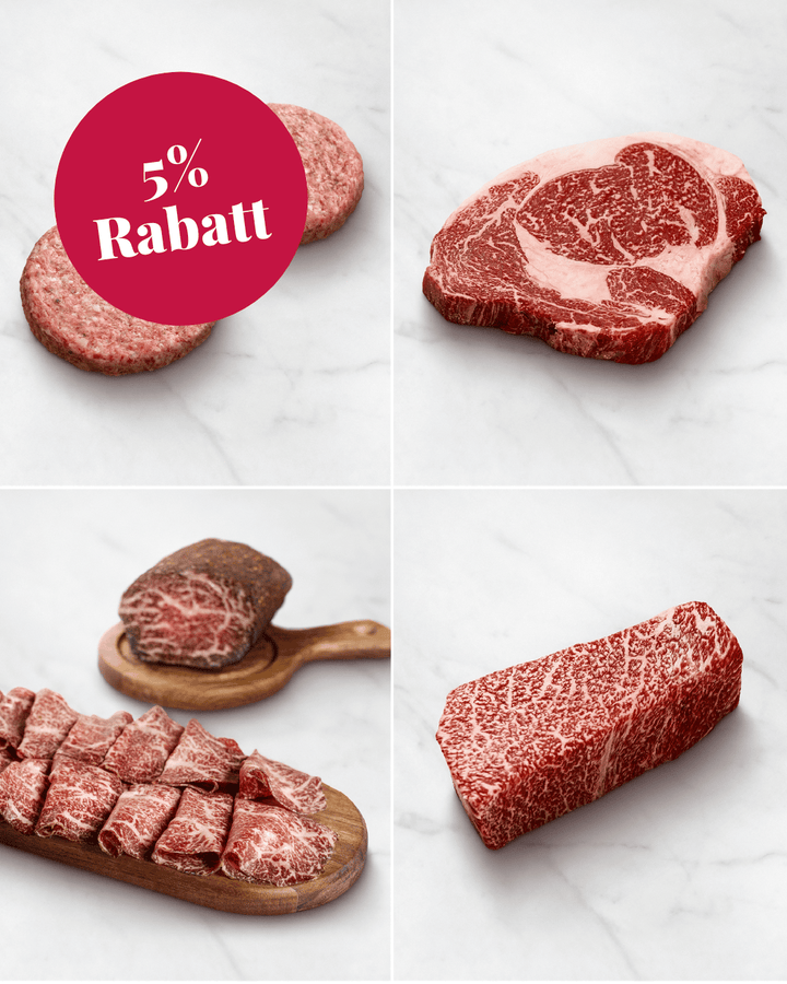 Wagyu Oster Paket mit Bresaola, Burger und Steaks, Fleisch für die Feiertage